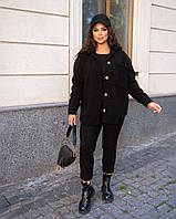 Чорна жіноча тепла сорочка з баранчика батал з 48 по 62 розмір