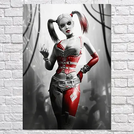 Плакат "Гарлі Квінн, Бетмен: Аркем, Harley Quinn, Batman:Arkham", 60×43см, фото 2