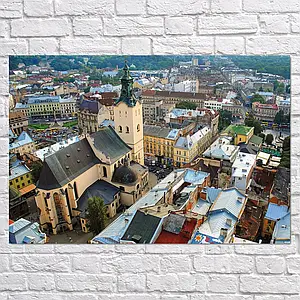 Плакат "Львів, вид на центр з висоти, Lviv", 40×60см