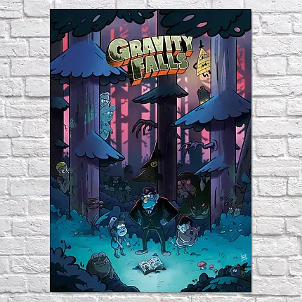 Плакат "Гравіті Фолз, ніч у лісі, Gravity Falls", 60×43см, фото 2