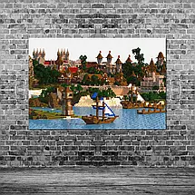 Плакат "Майнкрафт, замок у моря, Minecraft", 40×60см, фото 3
