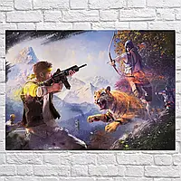 Плакат "Фар Край 4, лучник и тигр, Far Cry 4", 43×60см