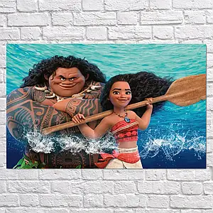 Плакат "Моана та Мауї з веслом, Moana", 38×60см
