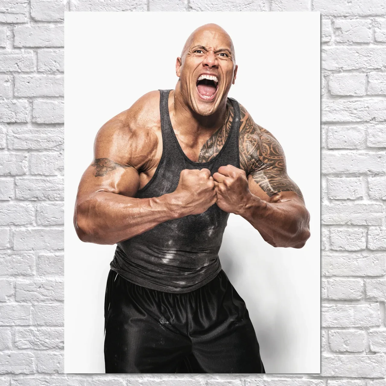 Плакат "Двейн Джонсон (Скеля), Dwayne Johnson (The Rock)", 60×43см