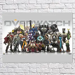 Плакат "Овервотч, всі персонажі, Overwatch, Blizzard", 43×60см