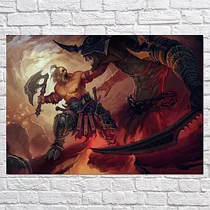 Плакат "Дьябло 3, варвар, Diablo 3, barbarian", 43×60см