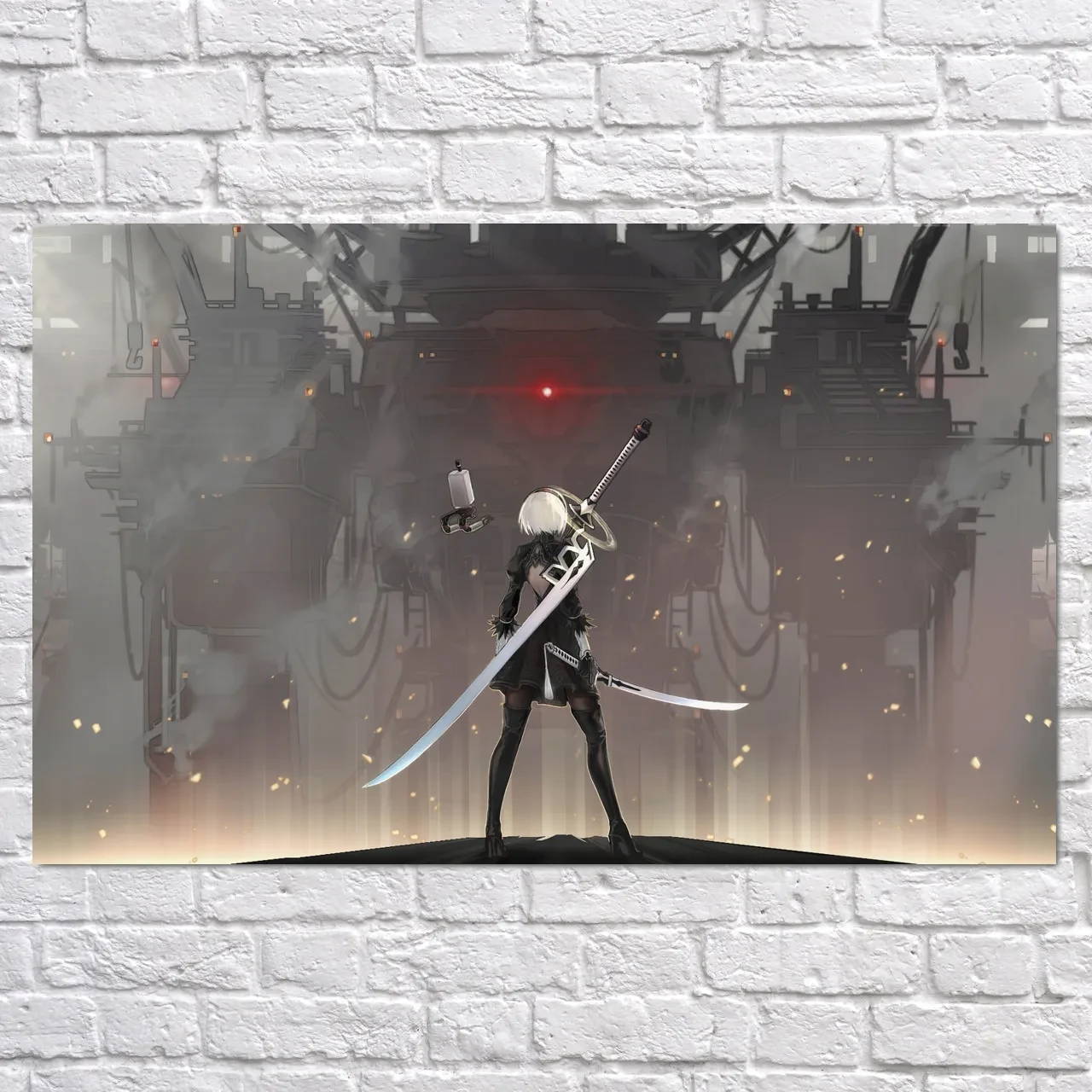 Плакат "Ніа Отомата, 2B с роботом-помічником, NieR: Automata", 38×60см