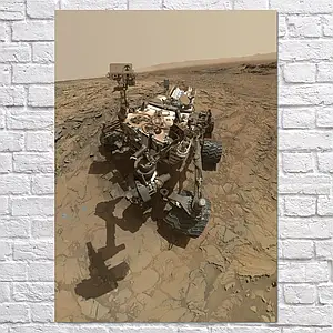 Плакат "Марсохід Кьюріосіті на поверхні Марса, Curiosity, Mars", 60×43см