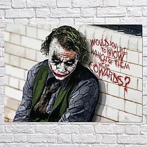 Плакат "Джокер, у білої стіни з написом, Joker", 43×60см