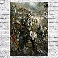 Картина на холсте "Сталкер у входа в заражённую зону, Stalker", 42×30см