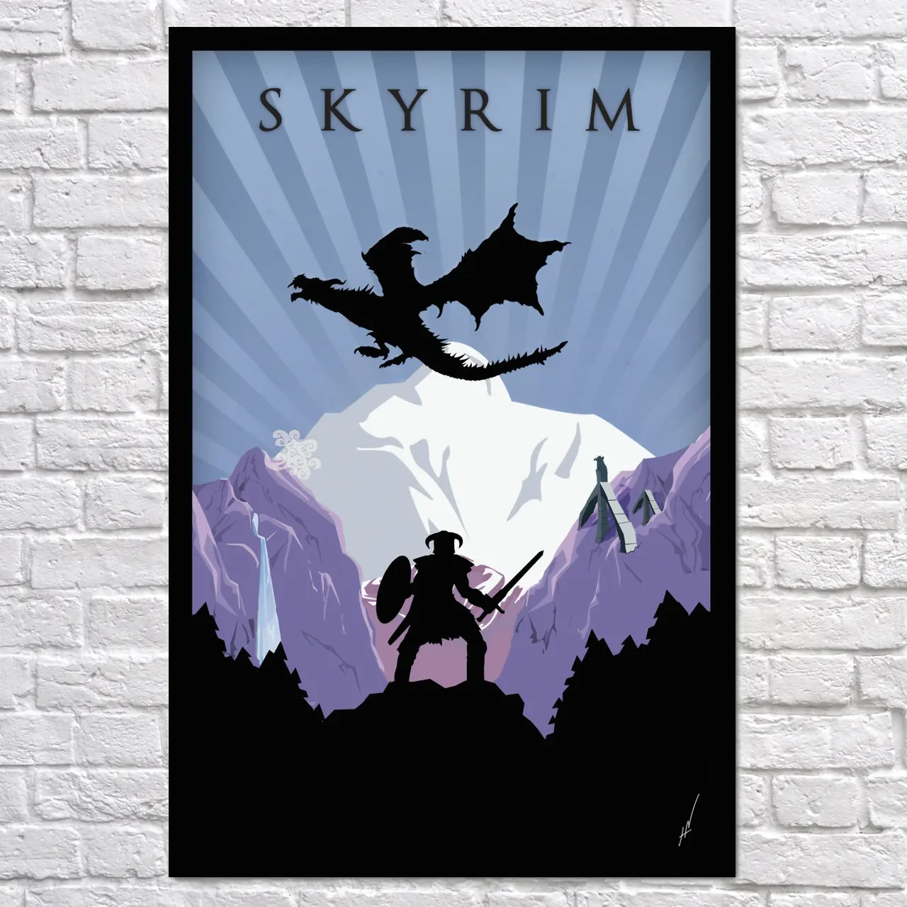 Плакат "Скайрім, мінімалистичний, Skyrim", 60×40см