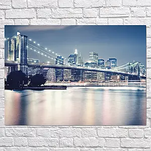 Плакат "Бруклінський міст в білому світлі, Нью-Йорк, New York", 43×60см
