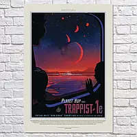 Плакат "Экзопланета в созвездии Водолея, Trappist-1e", 60×43см