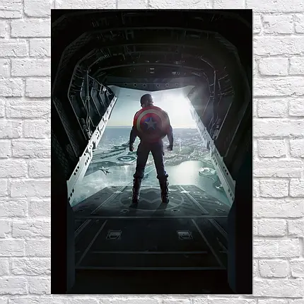 Плакат "Капітан Америка у люка літака, Captain America", 60×43см, фото 2