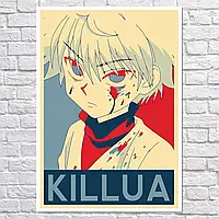 Плакат "Охотник на Охотника, Киллуа Золдик, аниме, Hunter x Hunter, Killua Zoldyck", 60×43см