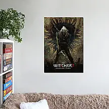 Плакат "Відьмак, Геральт на тлі розкритої пащі, Witcher", 60×43см, фото 2