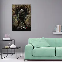 Плакат "Відьмак, Геральт на тлі розкритої пащі, Witcher", 60×43см, фото 2