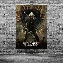 Плакат "Відьмак, Геральт на тлі розкритої пащі, Witcher", 60×43см, фото 3