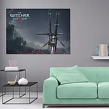 Плакат "Відьмак, меч на фоні замку, Witcher", 43×60см, фото 2