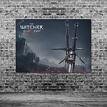 Плакат "Відьмак, меч на фоні замку, Witcher", 43×60см, фото 3