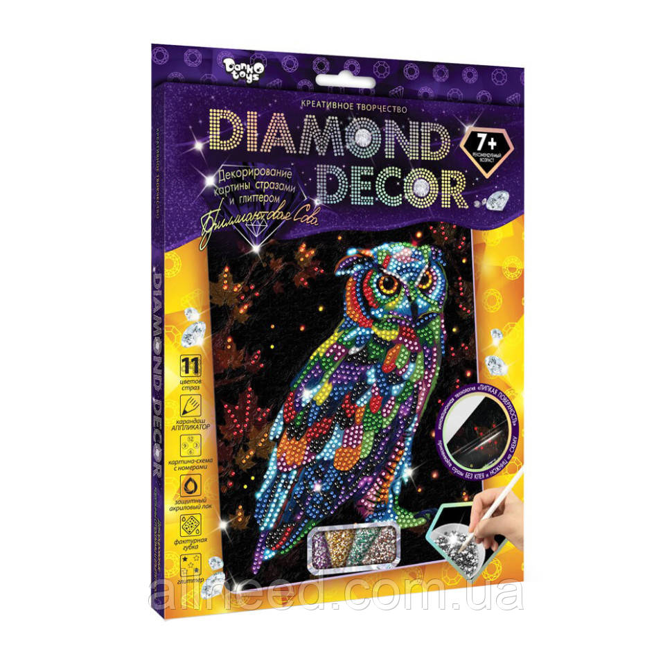 Набір креативної творчості Діамантова сова DD-01-09 "DIAMOND DECOR", фото 1