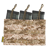 Магазинный подсумок Emerson 5.56 Triple Open Top Magazine Pouch, AOR1, Molle, AR15, M4, M16, HK416, Для