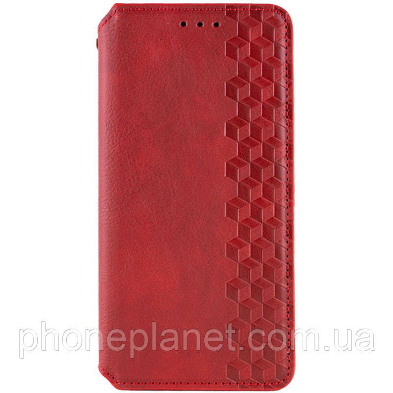 Шкіряний чохол-книжка GETMAN Cubic (PU) для Xiaomi Redmi 12 Штучна шкіра, Слот для візитки, Червоний