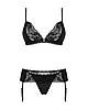 Комплект жіночий бюстгальтер, трусики та пояс для панчіх Obsessive MADERRIS SET bra, garter belt&thong, фото 4