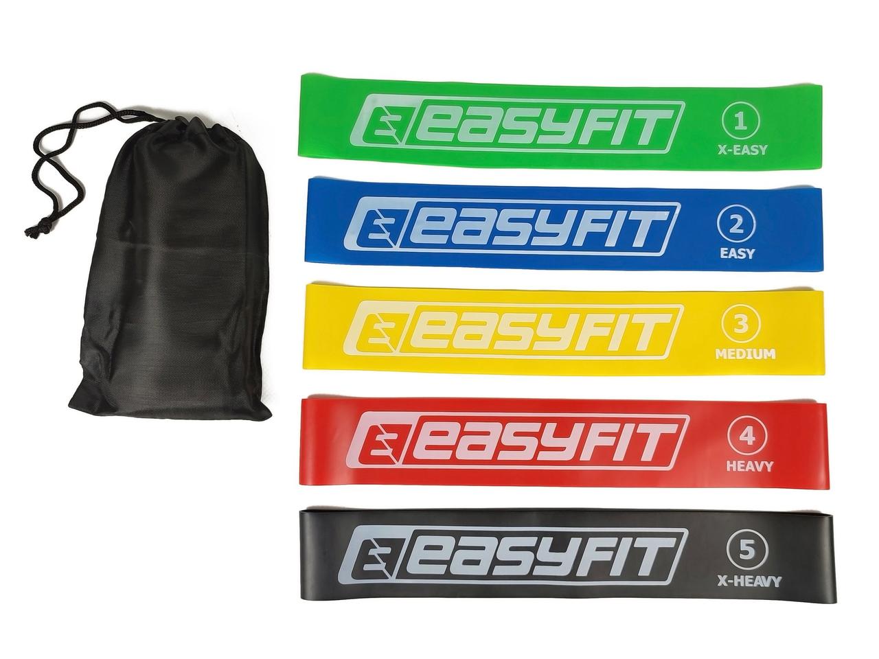 Гумові кільця для фітнесу EasyFit набір 5 шт, гумки для сідниць, набір резинок для тренувань