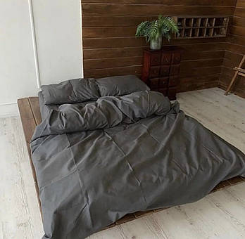 Комплект постільної білизни Бязь Однотонка сіра Полуторний