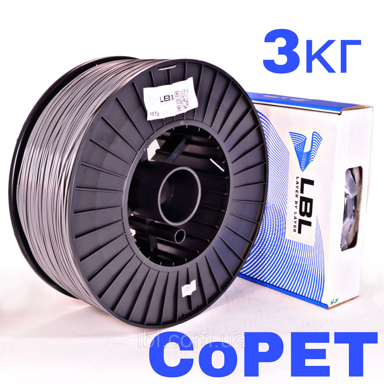 CoPET пластик для 3D принтера 3.0 кг / 960 м / 1.75 мм / Черный - фото 3 - id-p1946436537