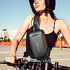 Сумка через плече з кодовим замком (31х17см), 6995, Синій із золотистим / Водонепроникна сумка-рюкзак, фото 8