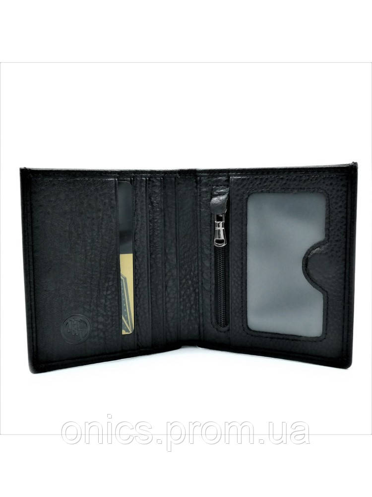 Чоловічий шкіряний гаманець 11 х 9,5 х 2 см Чорний wtro-508 хорошее качество - фото 3 - id-p1946460039