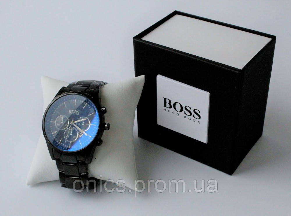 Мужские наручные часы Hugo Boss классика total black хорошее качество - фото 2 - id-p1946460043