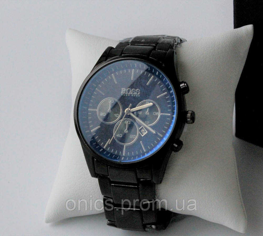 Мужские наручные часы Hugo Boss классика total black хорошее качество - фото 3 - id-p1946460043
