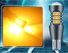 Цина за 1 шт., LED T15/W16W 3030-27SMD CANBUS Світлодіодна лампа для стайлінгу автомобілів, Жовтий