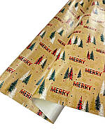 Подарочная новогодняя бумага Merry Christmas елочки в рулоне 70см*10м