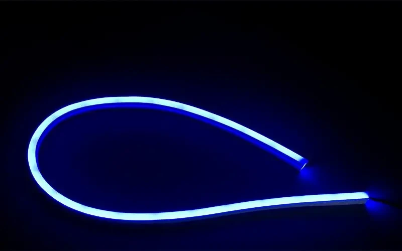 Неон синий, 220в, 8мм*16мм, кратность резки 1м, силикон в цвет свечения - фото 5 - id-p1944601970