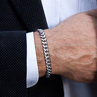 Мужской серебряный металлический браслет, цепочка на руку, стальной хорошее качество