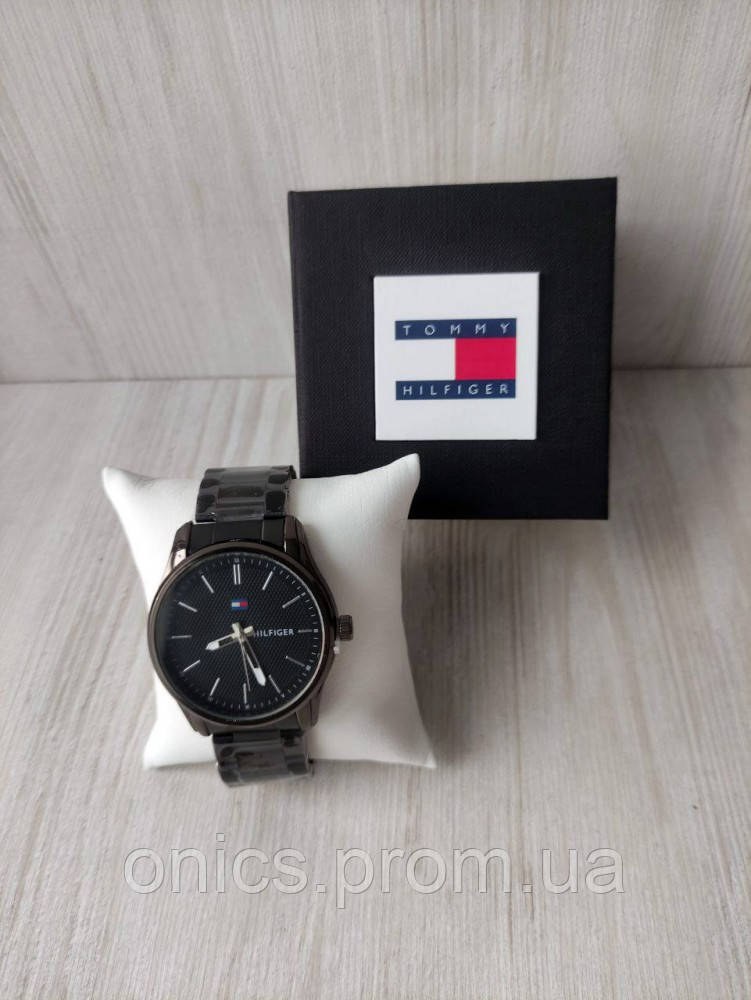 Мужские часы Tommy Hilfiger в коробке black хорошее качество - фото 1 - id-p1946465991