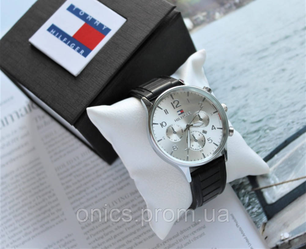 Мужские часы Tommy Hilfiger черные хорошее качество - фото 2 - id-p1946463415