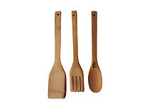 Набор кухонных принадлежностей бамбуковый для кухни 3 штуки ложка для гарнира и 2 лопатки L 29 cm FORKOPT