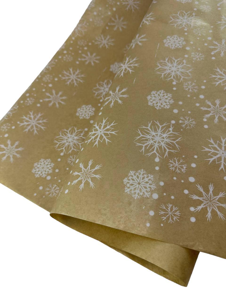 Подарунковий новорічний крафт папір у рулоні 70см х 10м