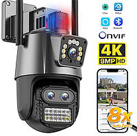 Поворотная камера Besder XM55 Wi-Fi 9МП 4K PTZ камера с тремя объективами двойной экран и сигнализацией