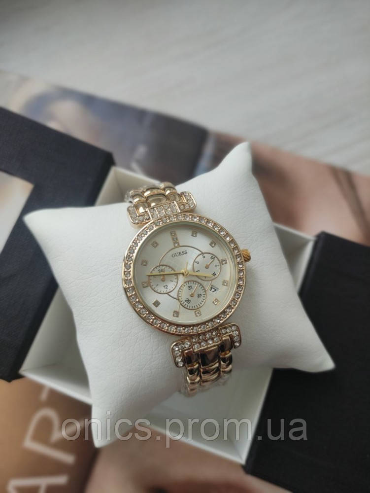 Женские наручные часы Guess gold страз хорошее качество - фото 2 - id-p1946463448