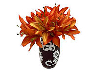 Гілка лілії штучна помаранчева для декору Квіти для декорування L 28 cm D 14 cm FORKOPT