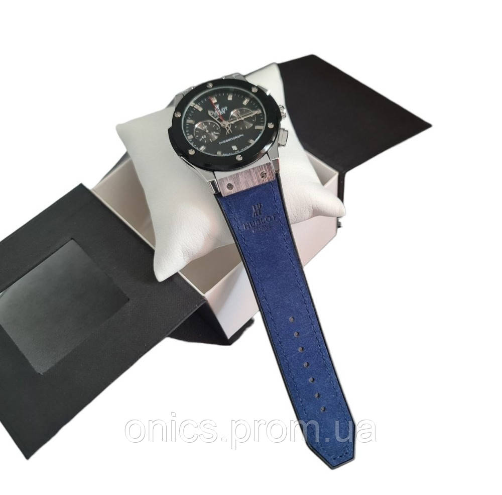 Наручний чоловічий годинник Hublot blue хорошее качество - фото 3 - id-p1946463911
