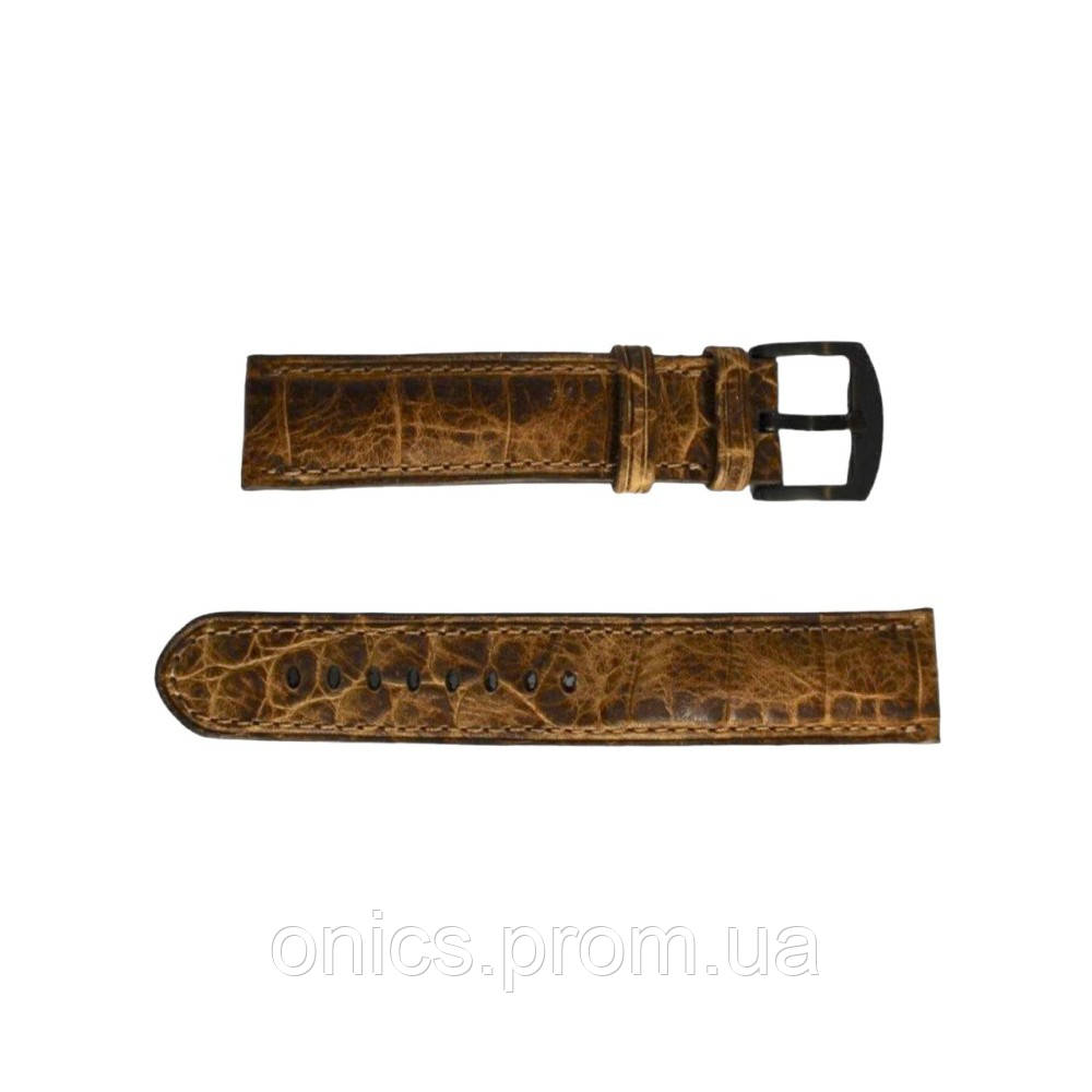Ексклюзивний шкіряний ремінець для чоловічого годинника коричневий рептилія хорошее качество - фото 1 - id-p1946460545