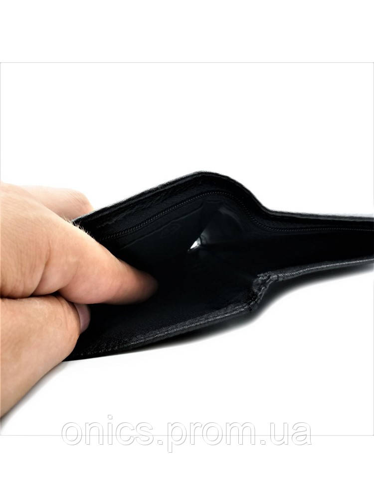 Чоловічий шкіряний гаманець-зажим 11 х 9 х 2,5 см Чорний wtro-168-24F хорошее качество - фото 5 - id-p1946466503