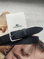 Мужской кожаный ремень Lacoste, черный хорошее качество
